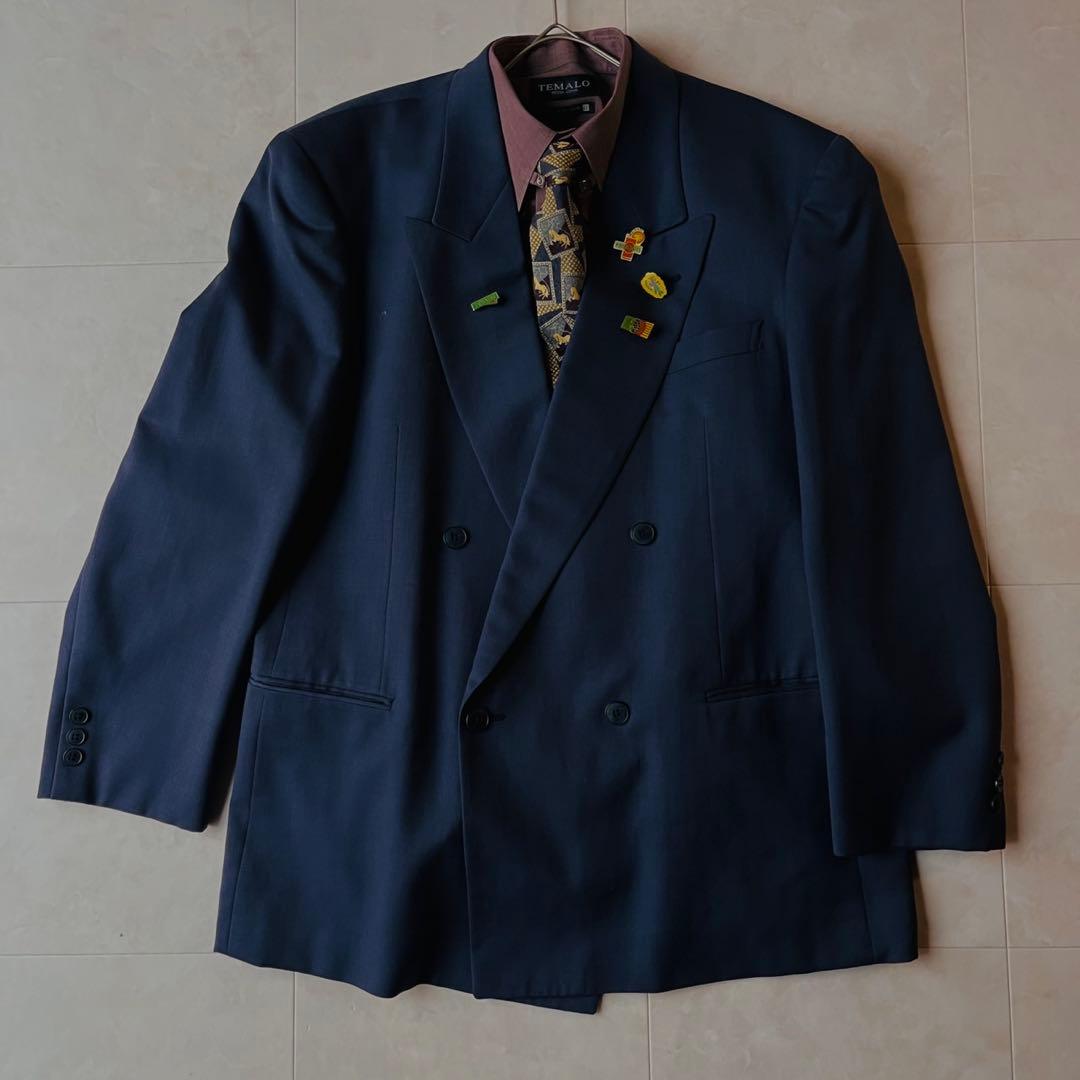 Luxurious 5-piece set 90s double suit shirt Dior tie pins XL