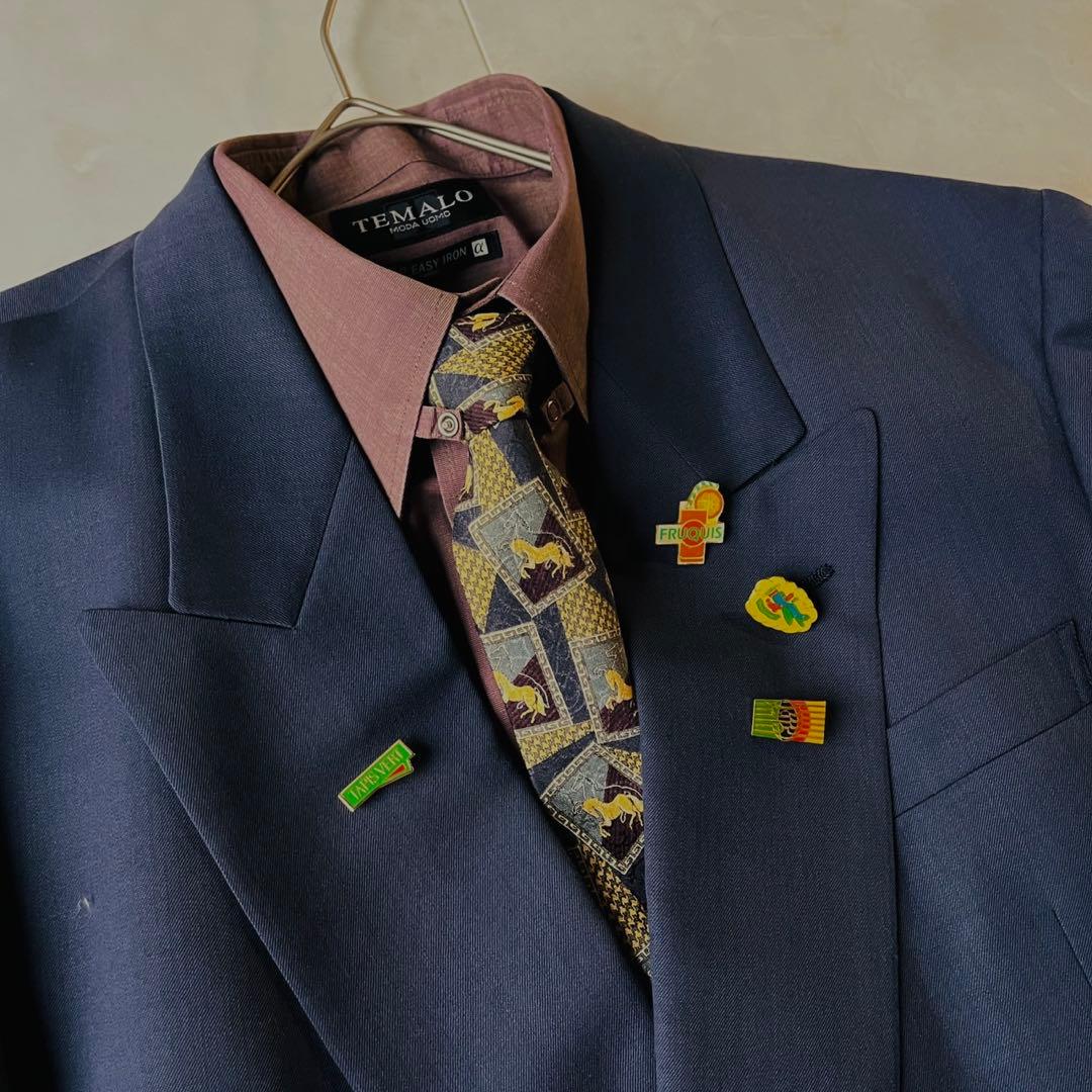 Luxurious 5-piece set 90s double suit shirt Dior tie pins XL