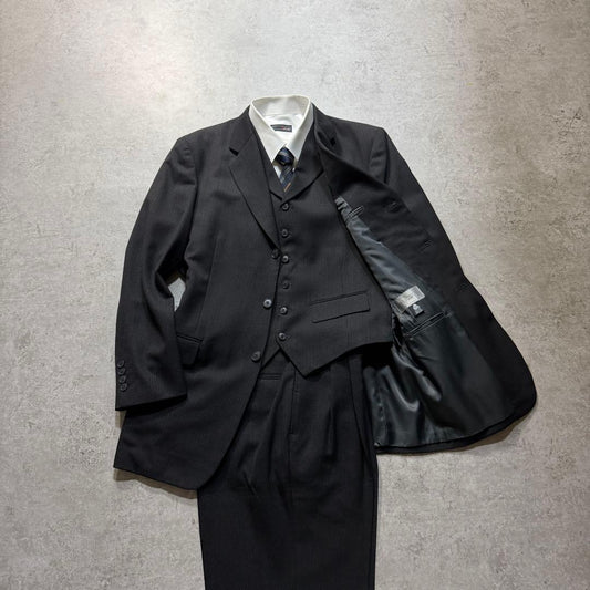 Men's Vintage Black Three-Piece Setup Suit L Size