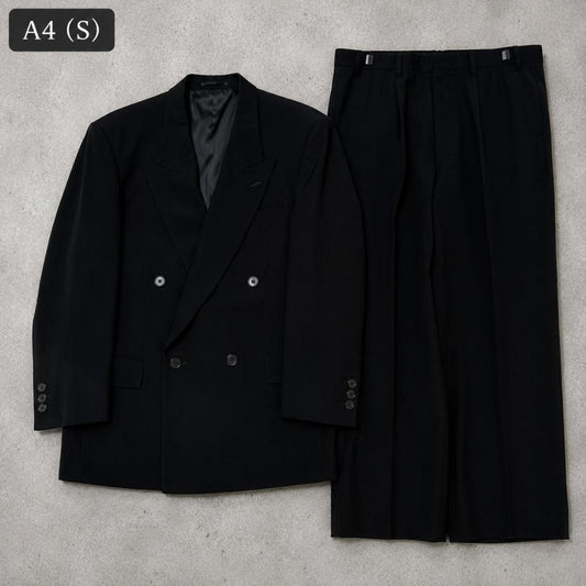 [vintage] 90s double breasted setup suit adjuster black