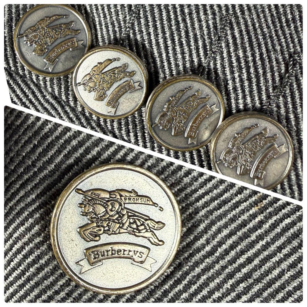 Silver Button Burberry's Double Suit Gray Wool Vintage Sanyo Shokai