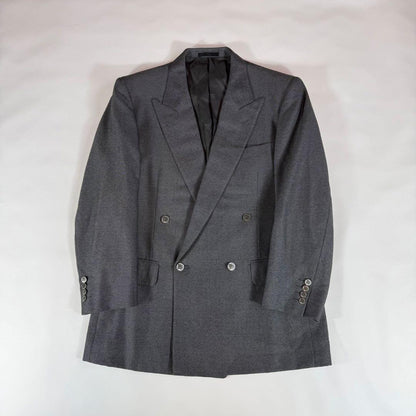 Silver Button Burberry's Double Suit Gray Wool Vintage Sanyo Shokai