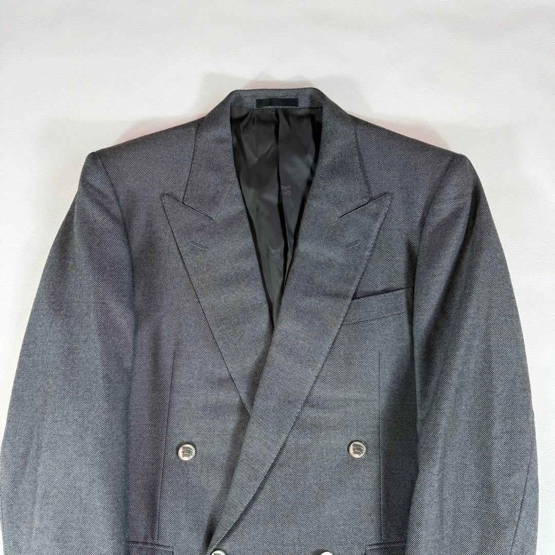 Silver Button Burberry's Double Suit Gray Wool Vintage Sanyo Shokai