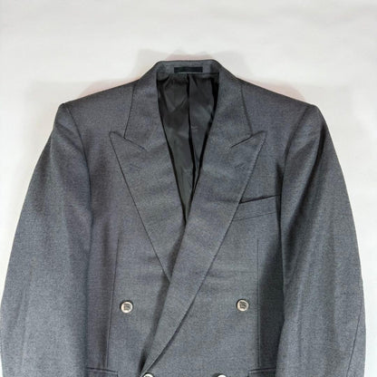 Silver Button Burberry's Double Suit Gray Wool Vintage Sanyo Shokai