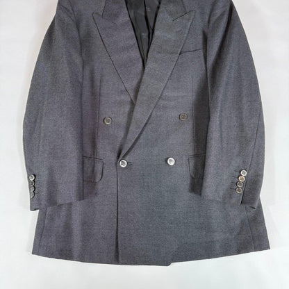 Silver Button Burberry's Double Suit Gray Wool Vintage Sanyo Shokai