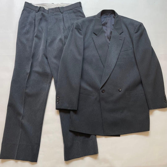 [vintage] 80s setup double suit uneven stripe bubbly
