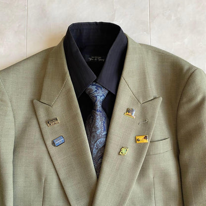 80s vintage double suit paisley tie pins 5 piece set