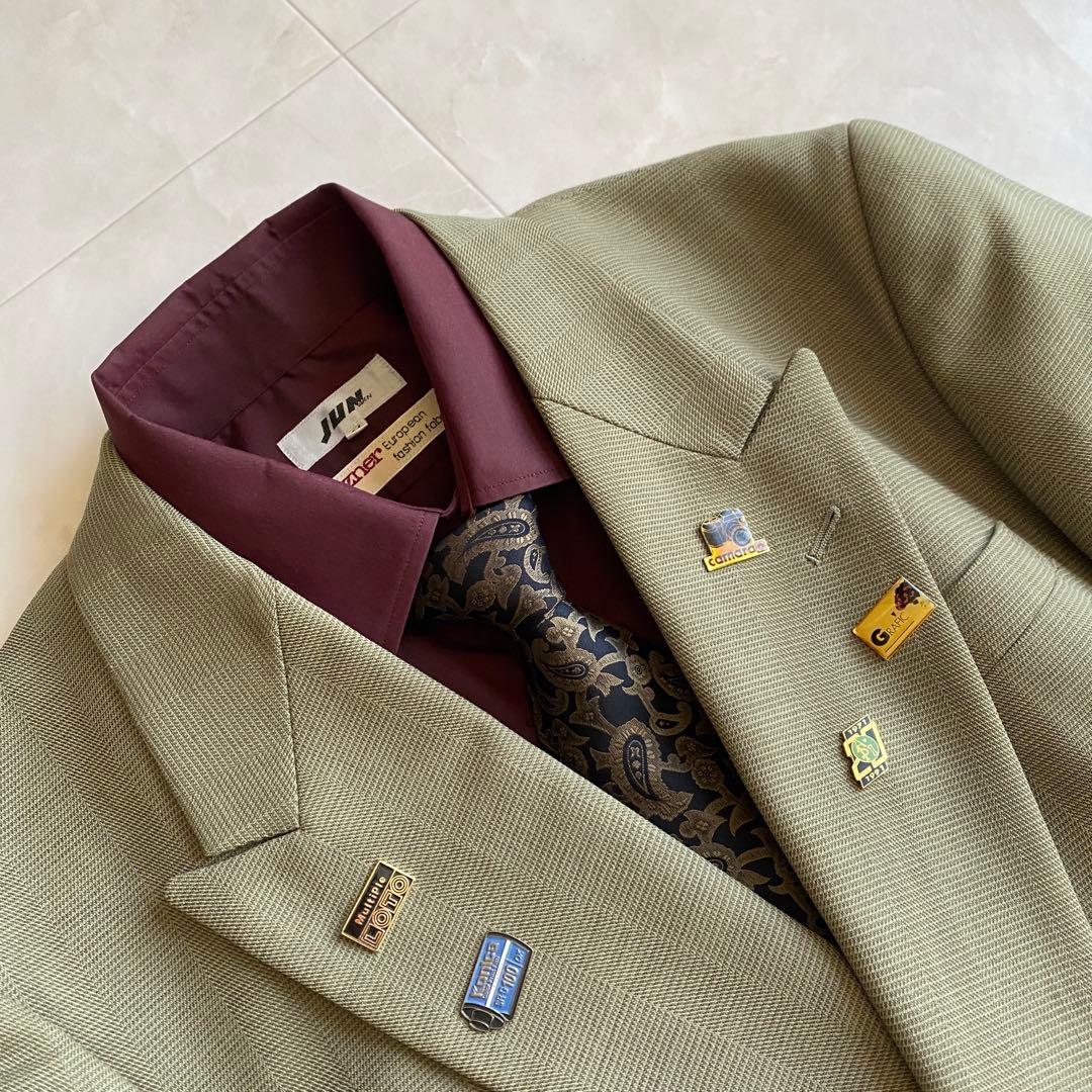 80s vintage double suit paisley tie pins 5 piece set