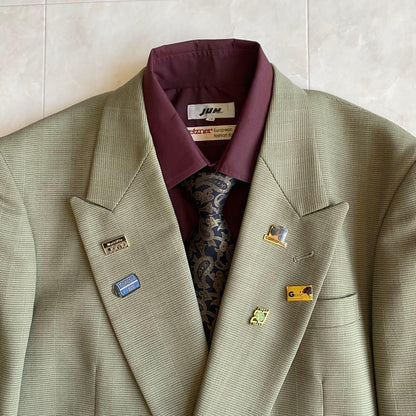 80s vintage double suit paisley tie pins 5 piece set