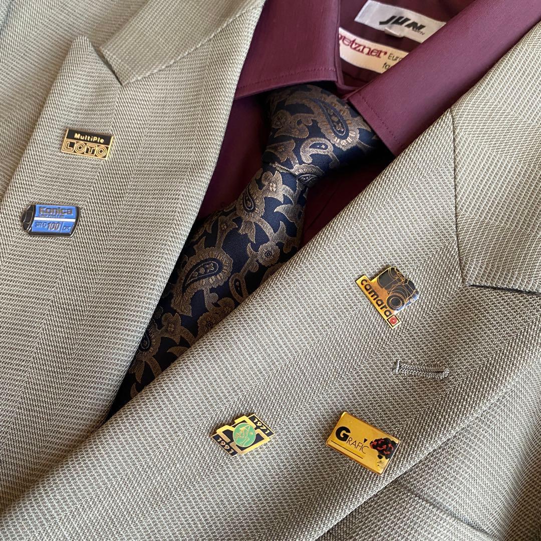 80s vintage double suit paisley tie pins 5 piece set