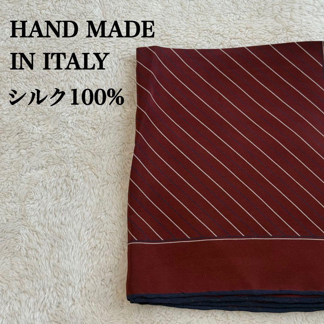 Italian handmade 100% silk pocket square scarf burgundy