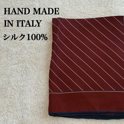 Italian handmade 100% silk pocket square scarf burgundy