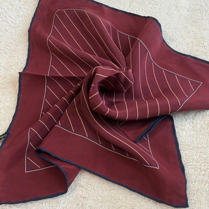 Italian handmade 100% silk pocket square scarf burgundy