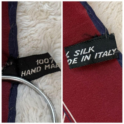 Italian handmade 100% silk pocket square scarf burgundy