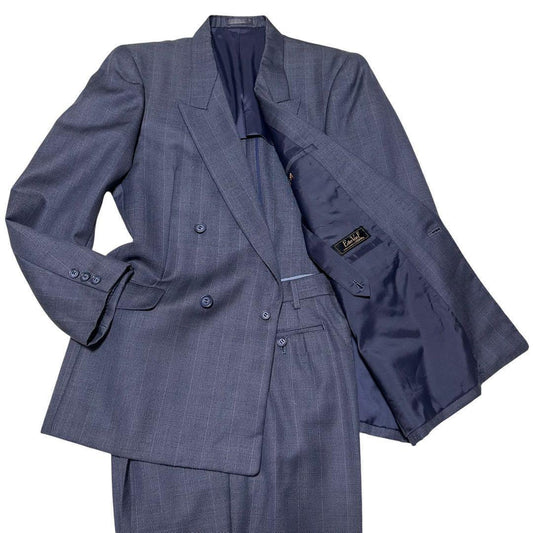 Double suit setup casual navy striped wide slacks L