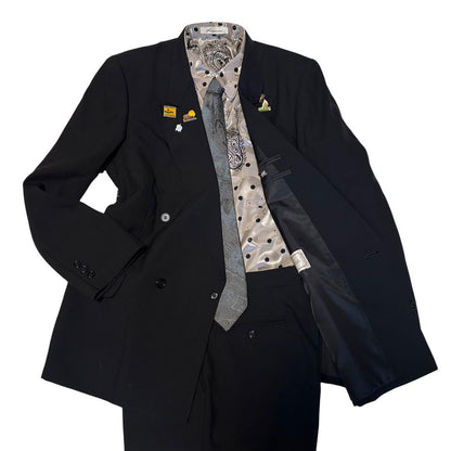 5-piece set double suit setup casual paisley dot black L
