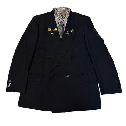 5-piece set double suit setup casual paisley dot black L