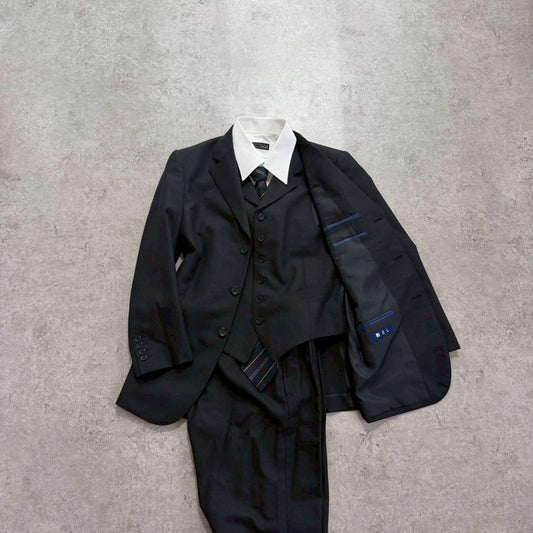 Men's Vintage Black Three-Piece Setup Suit M Equivalent