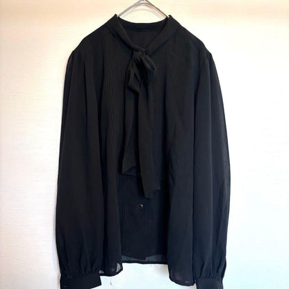 [Tokyo Igin] Bowtie Chiffon Blouse Pintuck No. 11 L Black Ceremonial Occasions