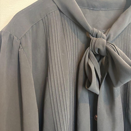 [Tokyo Igin] Bowtie Chiffon Blouse Pintuck No. 11 L Black Ceremonial Occasions