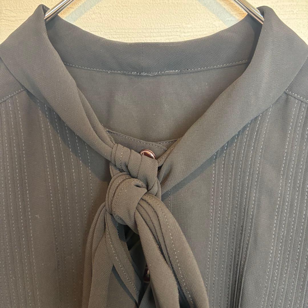 [Tokyo Igin] Bowtie Chiffon Blouse Pintuck No. 11 L Black Ceremonial Occasions