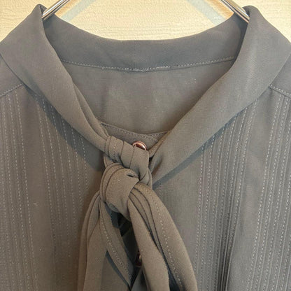 [Tokyo Igin] Bowtie Chiffon Blouse Pintuck No. 11 L Black Ceremonial Occasions