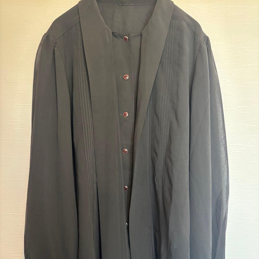 [Tokyo Igin] Bowtie Chiffon Blouse Pintuck No. 11 L Black Ceremonial Occasions