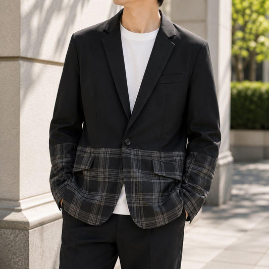 Vintage Docking Plaid Suit Tailored Jacket Wedding Long Sleeve