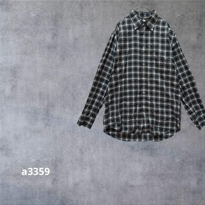 [UNIQLO] Long sleeve shirt casual plaid 100% cotton green L