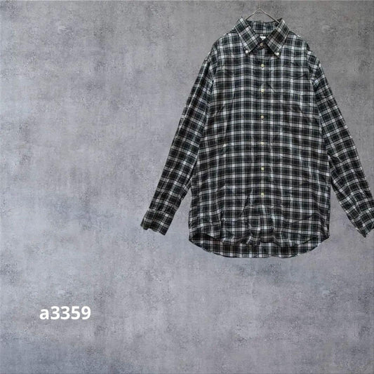 Long sleeve shirt casual plaid 100% cotton green L