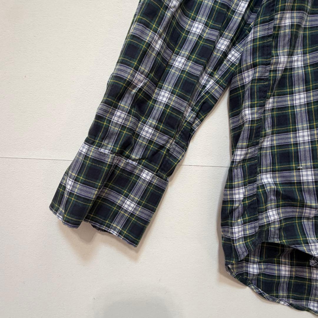 [UNIQLO] Long sleeve shirt casual plaid 100% cotton green L