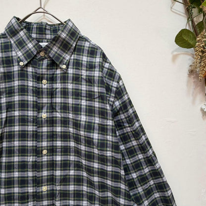 [UNIQLO] Long sleeve shirt casual plaid 100% cotton green L