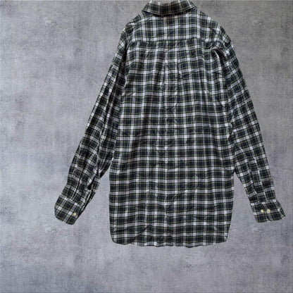 [UNIQLO] Long sleeve shirt casual plaid 100% cotton green L