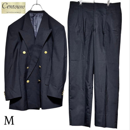 [Centouno] Gold button suit setup double jacket navy blue M