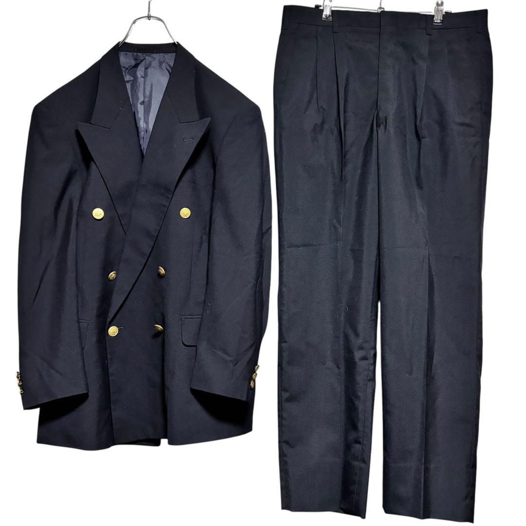 [Centouno] Gold button suit setup double jacket navy blue M