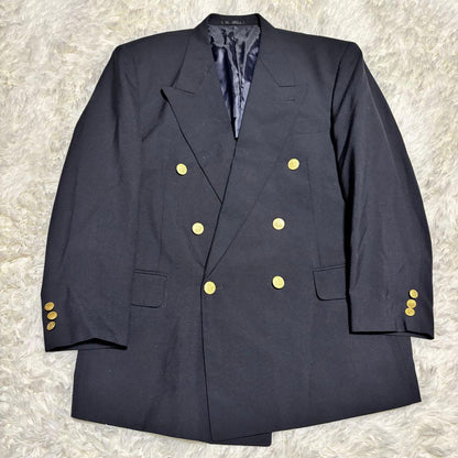 [Centouno] Gold button suit setup double jacket navy blue M