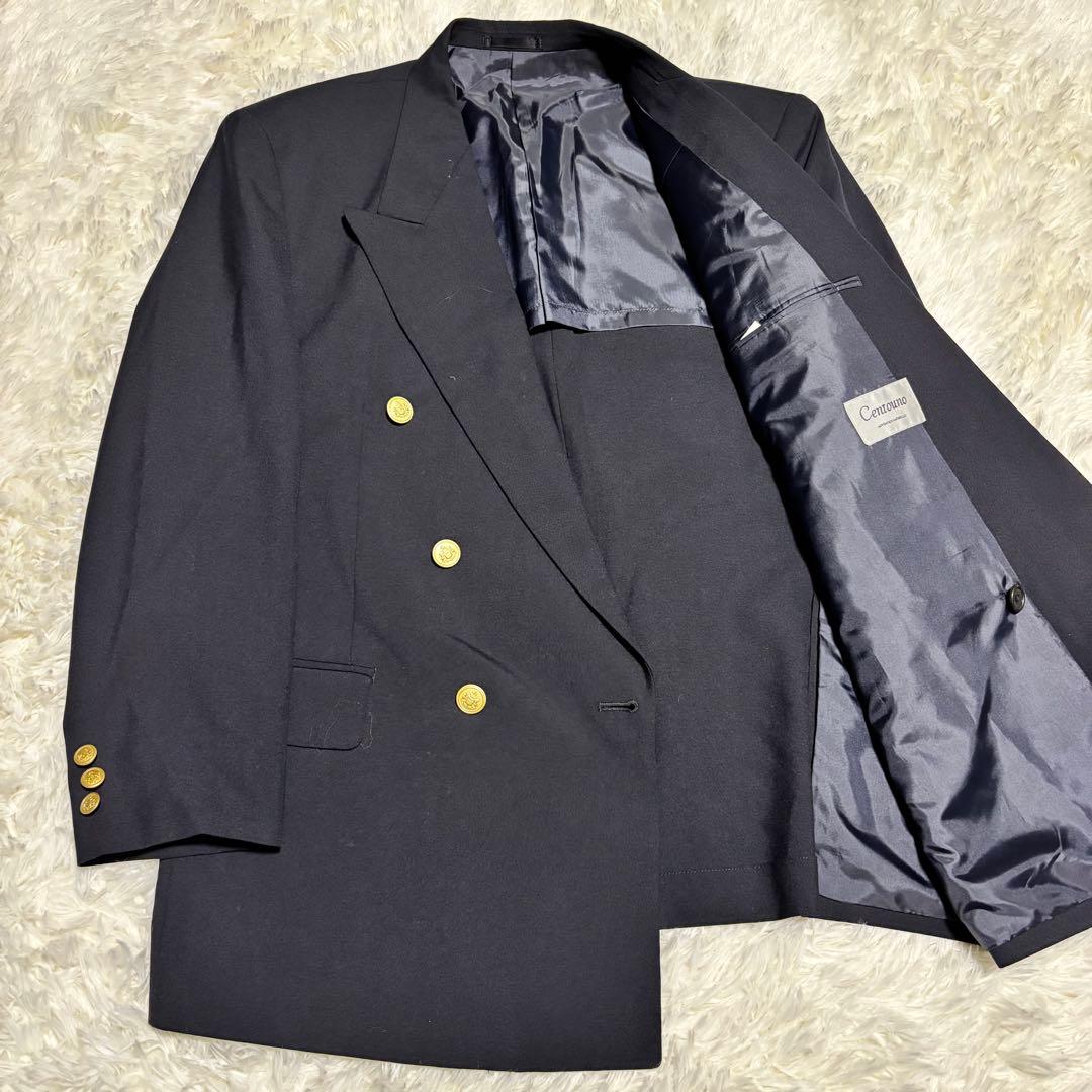 [Centouno] Gold button suit setup double jacket navy blue M