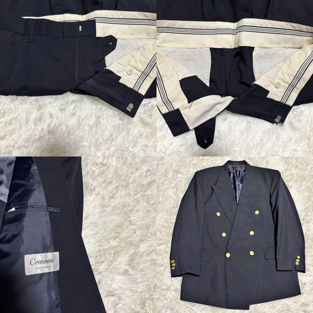 [Centouno] Gold button suit setup double jacket navy blue M