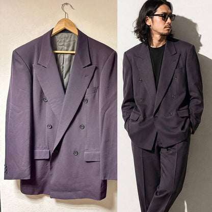 90s vintage double suit purple L K.T pour homme