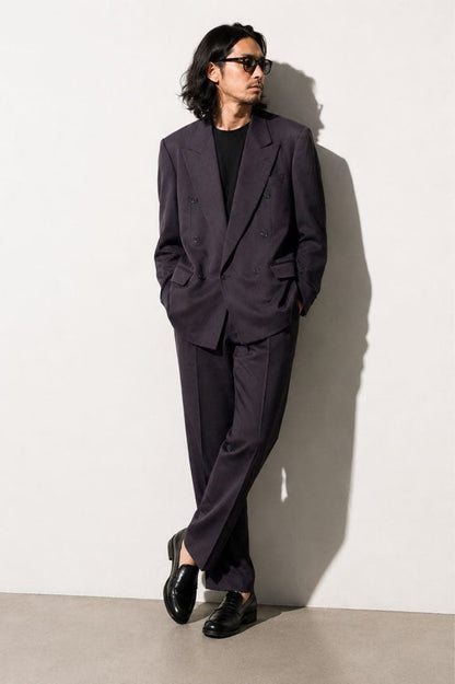 90s vintage double suit purple L K.T pour homme
