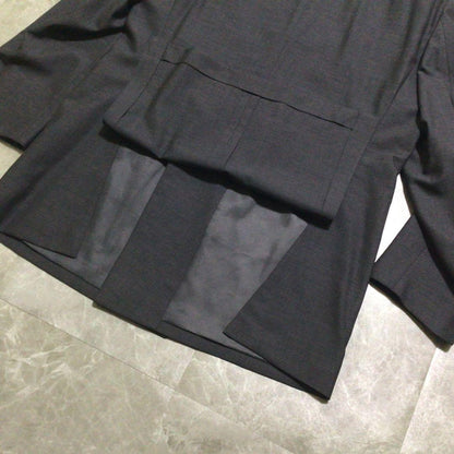 90s vintage suit set up gray double breasted mode style