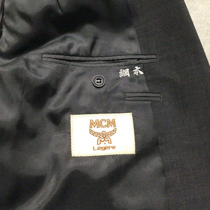 90s vintage suit set up gray double breasted mode style