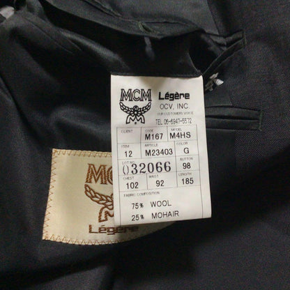 90s vintage suit set up gray double breasted mode style