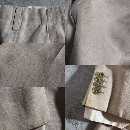 YSL Linen Setup Suit 80s 90s Tie Pin Set