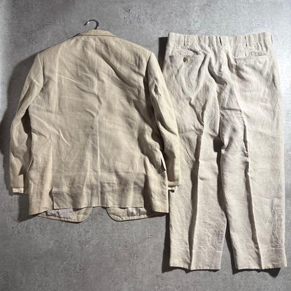 YSL Linen Setup Suit 80s 90s Tie Pin Set