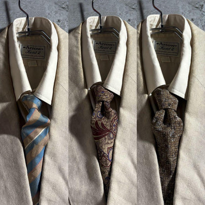 YSL Linen Setup Suit 80s 90s Tie Pin Set