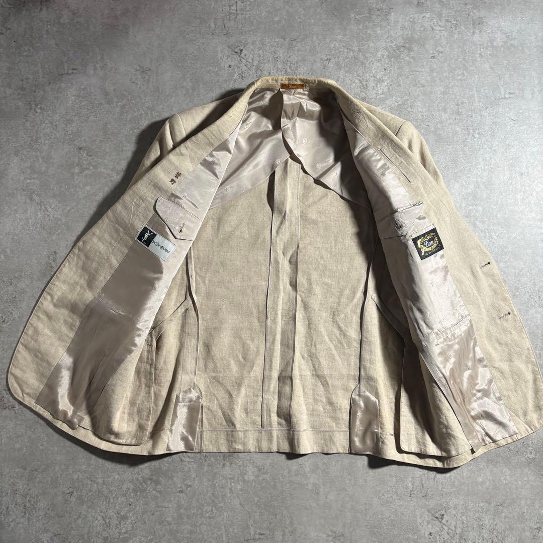 YSL Linen Setup Suit 80s 90s Tie Pin Set