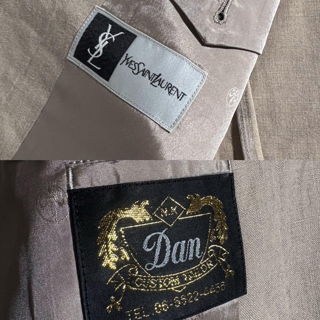 YSL Linen Setup Suit 80s 90s Tie Pin Set