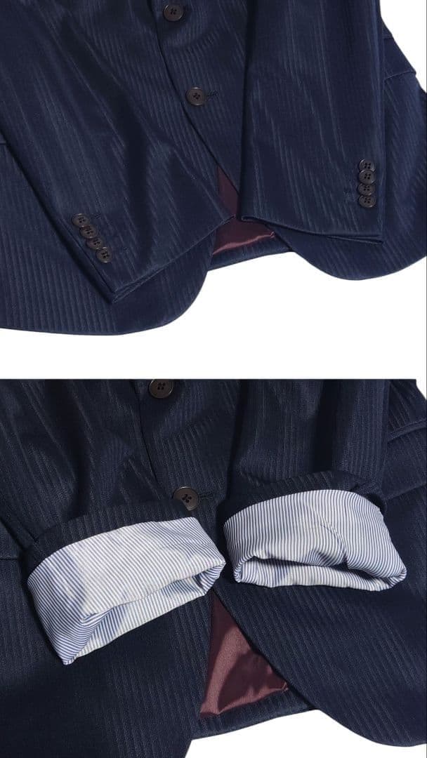 Monsieur Nicole Setup Suit Glossy Striped Dark Blue