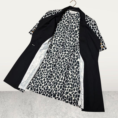 Showa Retro Setup Bubbly Suit Flashy Gold Button Leopard Print Black and White M